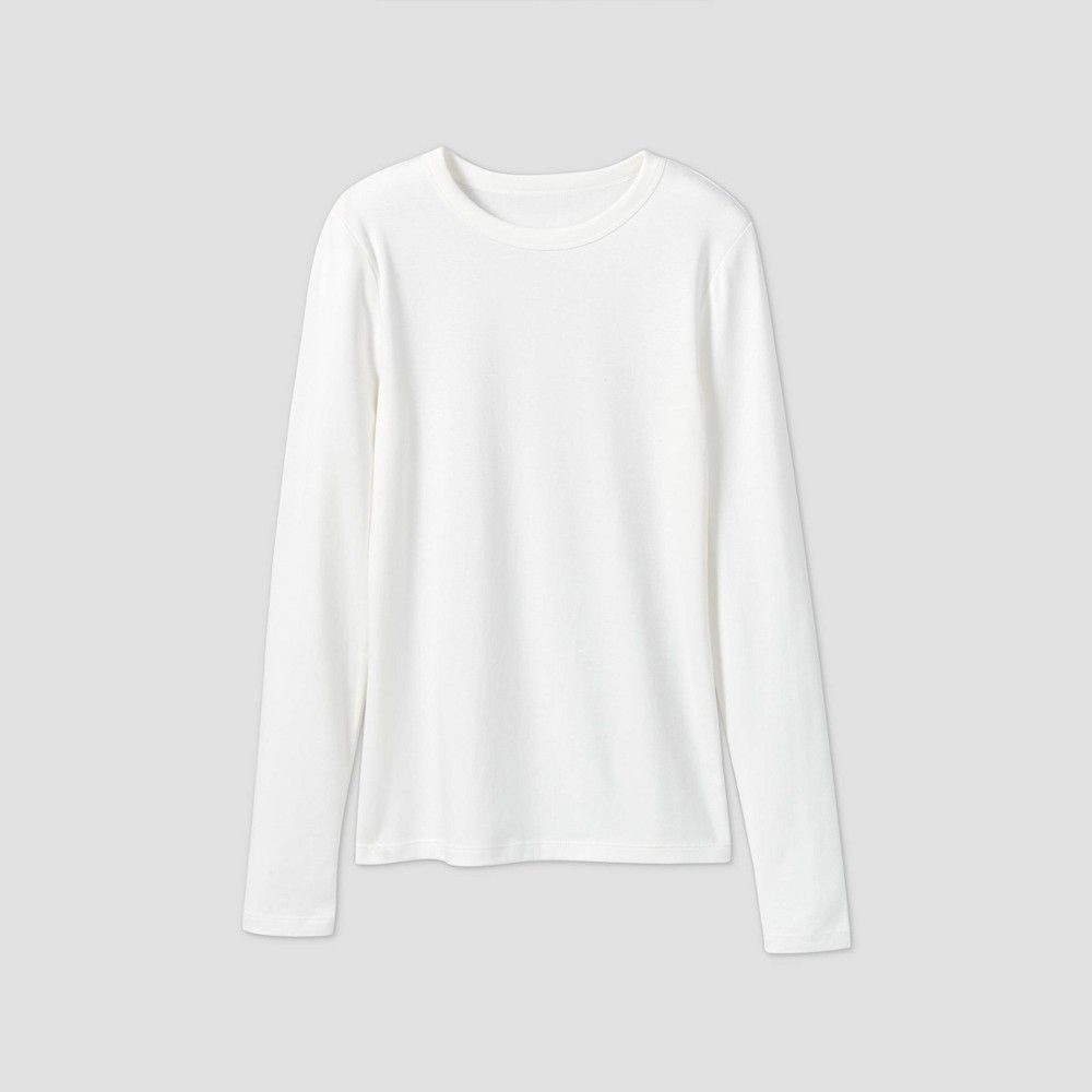 A New Day White Long Sleeve Basic Tee Shirt